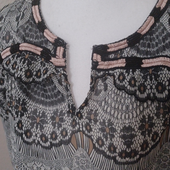 Kas New York Sheer Lace Beaded Oversized Blouse Anthropology Medium - Picture 8 of 13